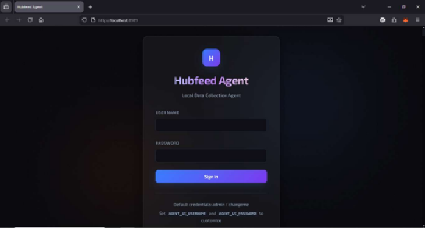 The agent login page